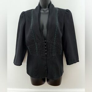 Vex Collection Black French Linen Blazer, Size 40 ( Medium)